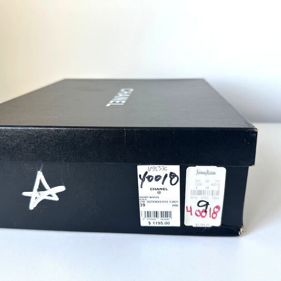 Chanel Black CC Sparkle Glitter Cap Toe Platform Short Boots IT 39 - Picture 14 of 15